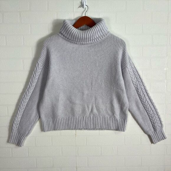 Something Navy Light Lilac Knit Turtleneck Sweater size Small - Picture 1 of 14